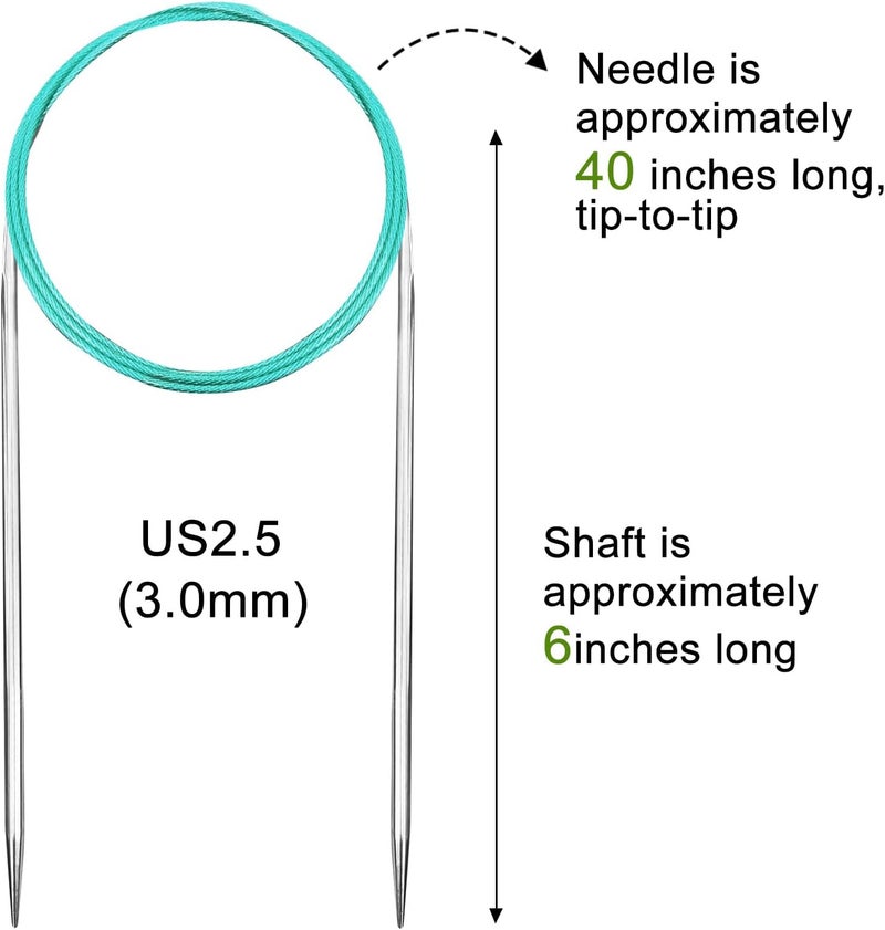 Soosui 3.0 mm Circular Knitting Needles US2.5 |40 inches/100 cm | Suitable for Beginners to Knit Sweaters, Scarves, Blankets and Other Projects! - Image 2